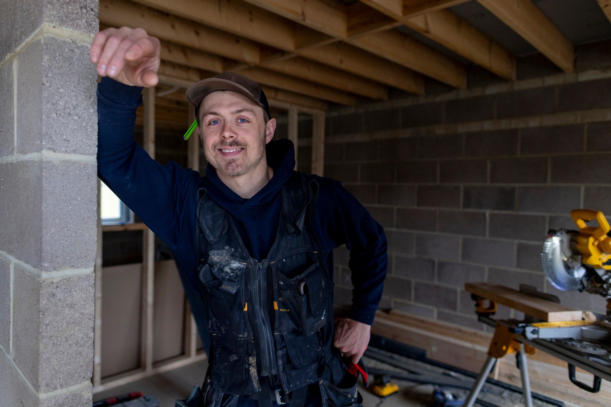 Electrical contractor on a job site
